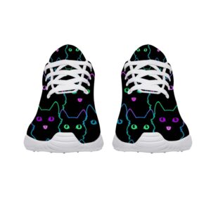 Cat Shoes Women Adult Tennis Shoes Running Walking Sneakers Neon Cat Head Printed Shoes Gifts for Best Friends,US Size 9