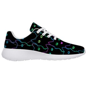 Cat Shoes Women Adult Tennis Shoes Running Walking Sneakers Neon Cat Head Printed Shoes Gifts for Best Friends,US Size 9