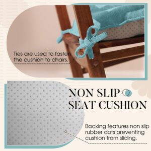 Basic Beyond Chair Cushions for Dining Chairs 4 Pack, Memory Foam Chair Cushion with Ties and Non Slip Backing, 15.5 x 15.5 inches Tufted Chair Pads for Dining Chairs(Aqua Blue)