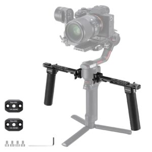 neewer dual handgrip compatible with dji rs4 rs4 pro rs3 rs3 pro rs2 rsc2 ronin s sc gimbal, dual handle kit with 2 mini nato rails, quick release nato clamps, 1/4" & 3/8" threads, ga006