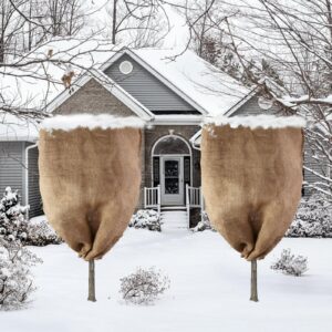 2 Pack Burlap Winter Plant Cover Bags-23.6 × 39.4 inch Plant Frost Protector,Reusable Plant Covers Freeze Protection Plant Frost Cloth Cold Freeze Blanket Protecting Fruit Tree Potted Plants (2PCS)