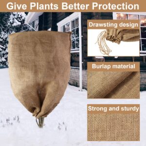 2 Pack Burlap Winter Plant Cover Bags-23.6 × 39.4 inch Plant Frost Protector,Reusable Plant Covers Freeze Protection Plant Frost Cloth Cold Freeze Blanket Protecting Fruit Tree Potted Plants (2PCS)