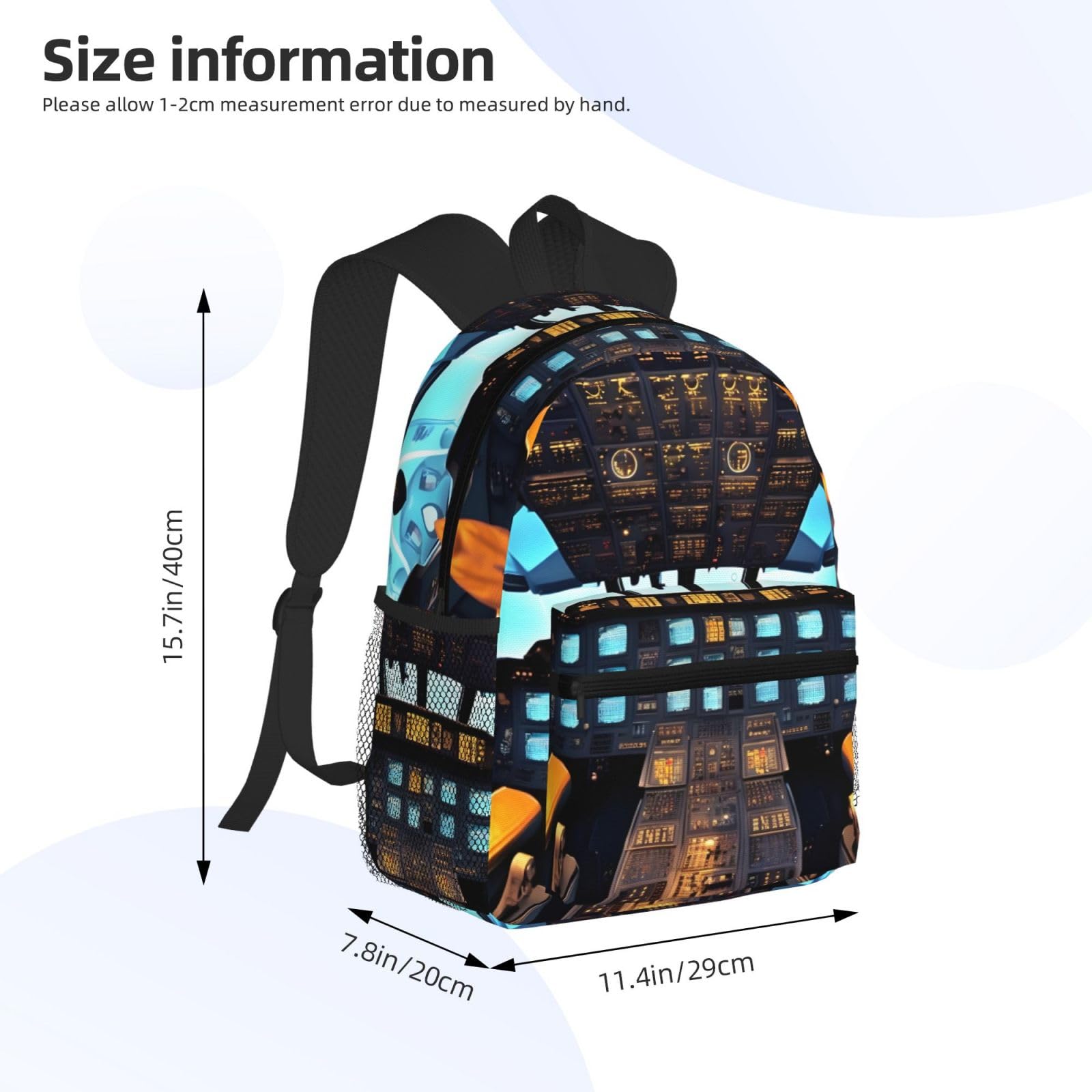 OdDdot Airplane Cockpit Backpacks Lightweight Bookbag Front Utility Pocket with Built-in Organizer - Premium Backpack