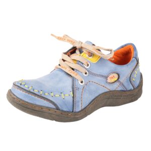tma eyes women 's hand stitched leather walking shoes(blue,7.5)