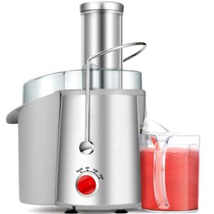 1200w 3 speeds centrifugal juicer machines vegetable and fruit, regenerate juice extractor with big 3" wide mouth, compact juice maker, easy to clean, high juice yield, bpa free, silver