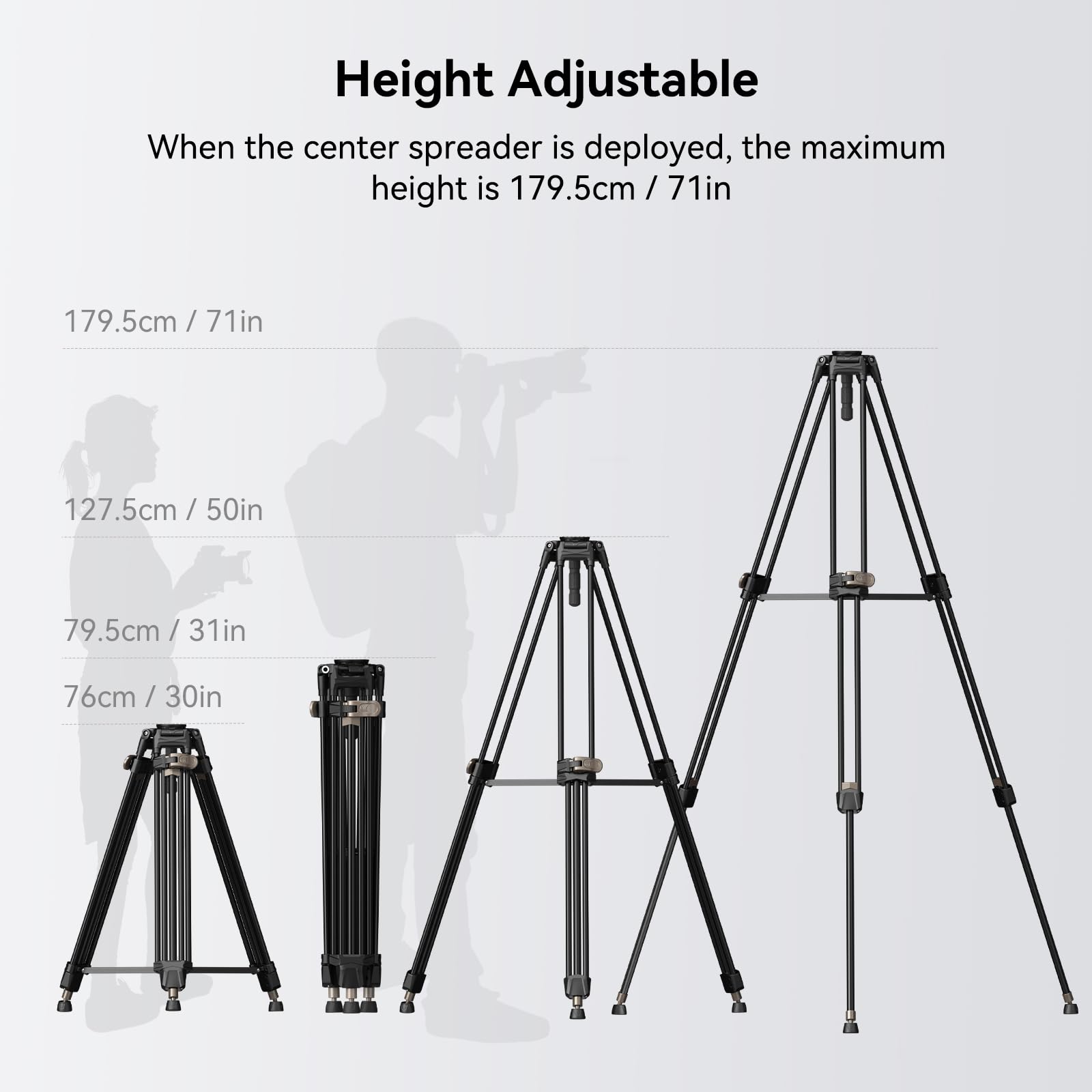 SmallRig AD-80 FreeBlazer Heavy-Duty Tripod, 71" Video Tripod with 75mm Bowl Adapter,One-Step Height Adjustment, Load up to 33lbs, Professional Tripod for DSLR, Camera, Camcorder - 4164