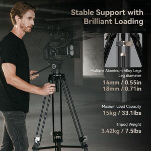 SmallRig AD-80 FreeBlazer Heavy-Duty Tripod, 71" Video Tripod with 75mm Bowl Adapter,One-Step Height Adjustment, Load up to 33lbs, Professional Tripod for DSLR, Camera, Camcorder - 4164