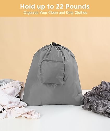 Travel Laundry bags, 2 Pack [Upgraded] Dirty Laundry Travel Bag, Foldable Dirty Clothes Bag for Traveling, Washable and Small Laundry Bag with Handles for Suitcase, Gym, Camping