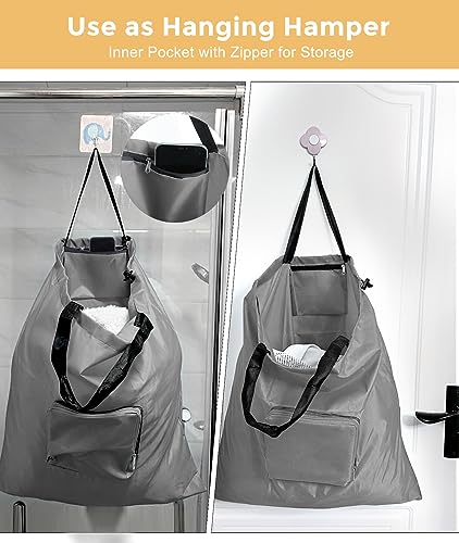 Travel Laundry bags, 2 Pack [Upgraded] Dirty Laundry Travel Bag, Foldable Dirty Clothes Bag for Traveling, Washable and Small Laundry Bag with Handles for Suitcase, Gym, Camping