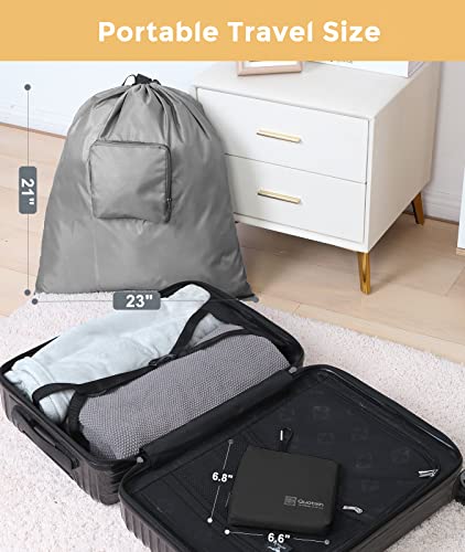 Travel Laundry bags, 2 Pack [Upgraded] Dirty Laundry Travel Bag, Foldable Dirty Clothes Bag for Traveling, Washable and Small Laundry Bag with Handles for Suitcase, Gym, Camping