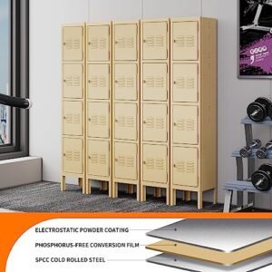NODHM Metal Storage Locker for Employees with 4 Door, Metal Locker Steel Storage Cabinet for School, Home, Changing Room, Gym (Camel with Legs)