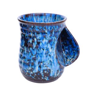 18oz ceramic hand warmer mug, novelty hand warmer coffee mug, tea mug, keep your hands warm, comfy handwarmer, microwave and dishwasher safe (blue)