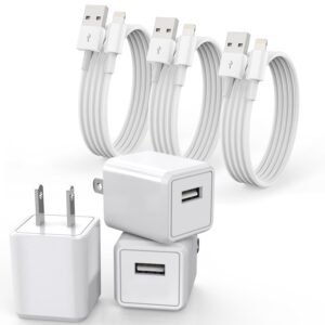 iphone charger, 3pack【mfi certified】lightning cable quick fast charging cords and 3pack usb wall charger travel plug block adapter compatible with iphone 14/13/12/11 pro/xs/xr/x/8 plus and more