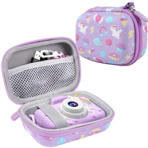leayjeen kids camera case compatible with goopow/dwfit/slothcloud/colofree/kizjorya kids camera toys and children digital video camera,best easter birthday festival gift-purple unicorn(case only)