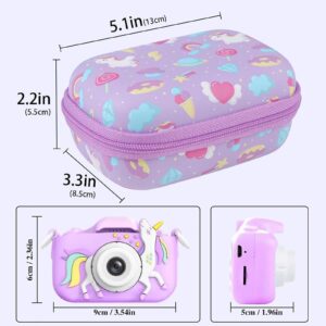 Leayjeen Kids Camera Case Compatible with Goopow/Dwfit/Slothcloud/Colofree/KIZJORYA Kids Camera Toys and Children Digital Video Camera,Best Easter Birthday Festival Gift-Purple Unicorn(Case Only)