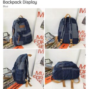 JHTPSLR Preppy Backpack Denim Patch Backpack Vintage Aesthetic Backpack Cowboy Backpack Cool Street Backpack Book Bags Supplies (Black)