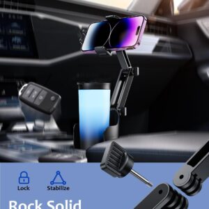 Car Cup Holder Phone Mount: [Bottle Friendly] Car Cell Phones Cup Stand Expander with Height Adjustable Arm Fit for Truck | SUV | Automobile Compatible with iPhone & Samsung & Android Smartphones