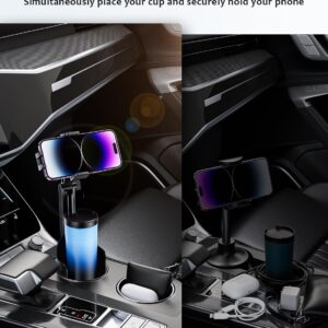 Car Cup Holder Phone Mount: [Bottle Friendly] Car Cell Phones Cup Stand Expander with Height Adjustable Arm Fit for Truck | SUV | Automobile Compatible with iPhone & Samsung & Android Smartphones