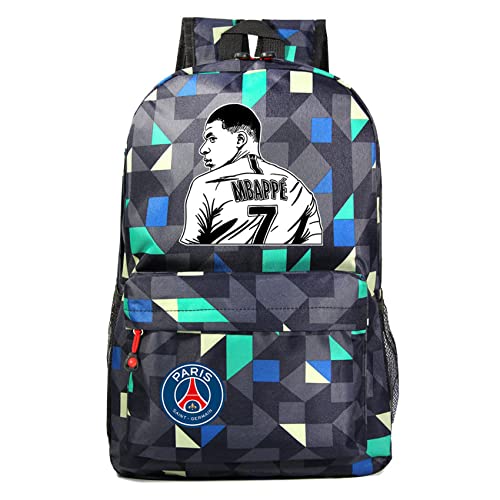 Duuloon Teens Kylian Mbappe Student Bookbag Classic Basic Large Graphic Knapsack Wear Resistant Soccer Stars Rucksack