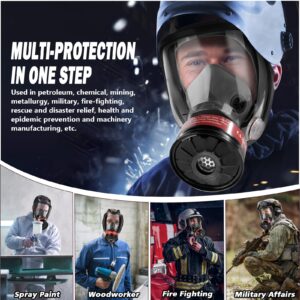 FAFUWOR Gas Mask Respirator with 40mm Activated Carbon Filter,Full Face Respirator chemical Mask,Full Face Gas Masks Survival Nuclear and Chemical for Gases,Vapors,Fumes,Dust,Chemical