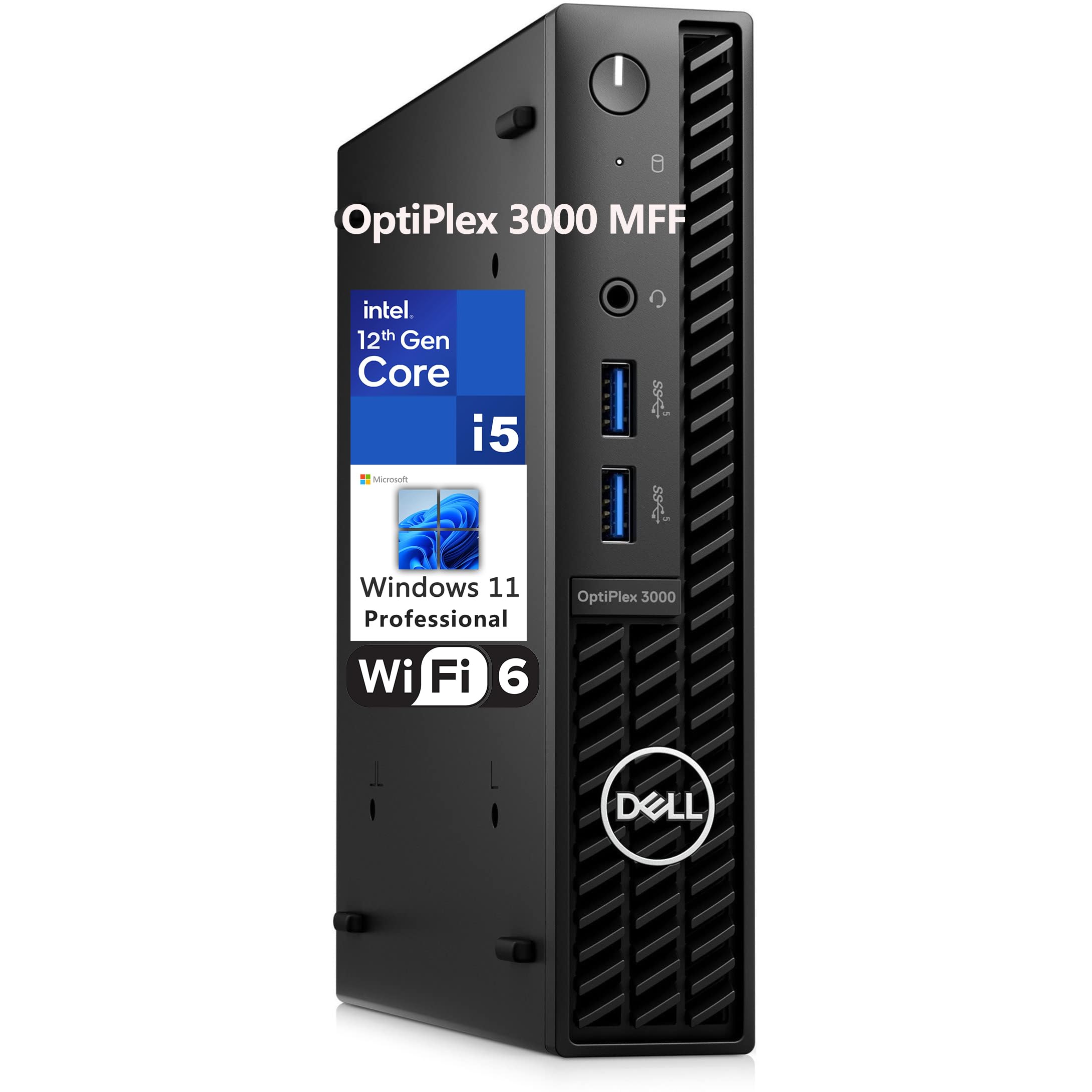 Dell OptiPlex 3000 Micro Form Factor MFF Business Desktop Computer, Intel Hexa-Core i5-12500T (Beat i7-11700T), 16GB DDR4 RAM, 512GB PCIe SSD, WiFi 6, Bluetooth, Keyboard & Mouse, Windows 11 Pro