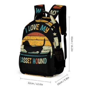 Basset Hound Pattern 3PCS Backpack with Lunch Box and Pencil Case