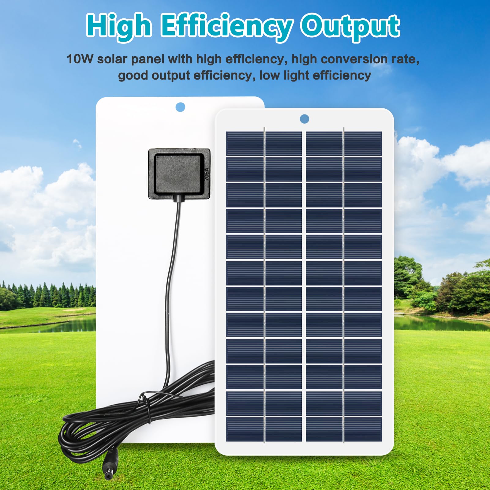 Maxmartt Portable Solar Panel Charger Kits 10W 12V Solar Battery Trickle Charger Maintainer Solar Cells Battery Charger DC Connector for Outdoor Lights Camping