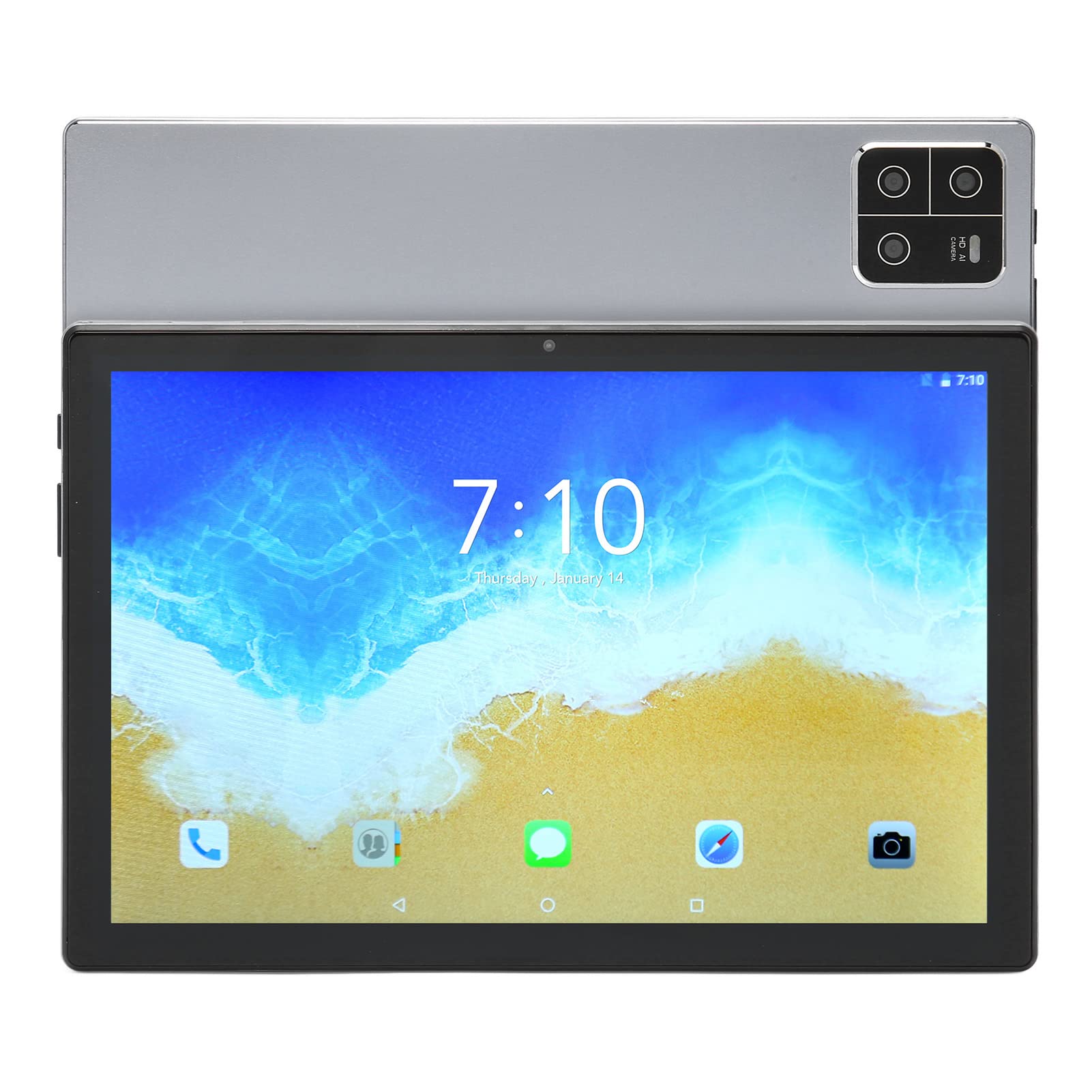 Zyyini 10 Inch Tablet for Android 11, 8GB RAM 128GB ROM, Silver HD IPS Display Dual SIM Dual Standby Calling Tablets with Dual Camera, 8800mAh, Office Tablet for Family (US Plug)