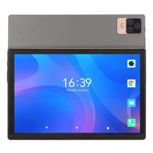 zyyini 10.1 inch tablet for android 12, 12gb ram 256gb rom, dual sim dual standby calling tablets, 7000mah office tablet with dual camera, for work, study, entertainment. (eu plug)