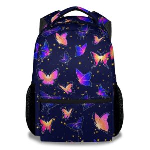 xaocnyx butterfly school backpack for girls boys, 16 inch purple backpacks for kids age 10-12, fashion lightweight bookbag for travel