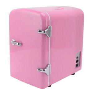 asixxsix mini fridge, 4l portable cooler and warmer personal makeup refrigerator with dc12v car plug for food skincare cosmetic beverage, beauty fridge for bedroom, office, car, dorm (pink us plug)