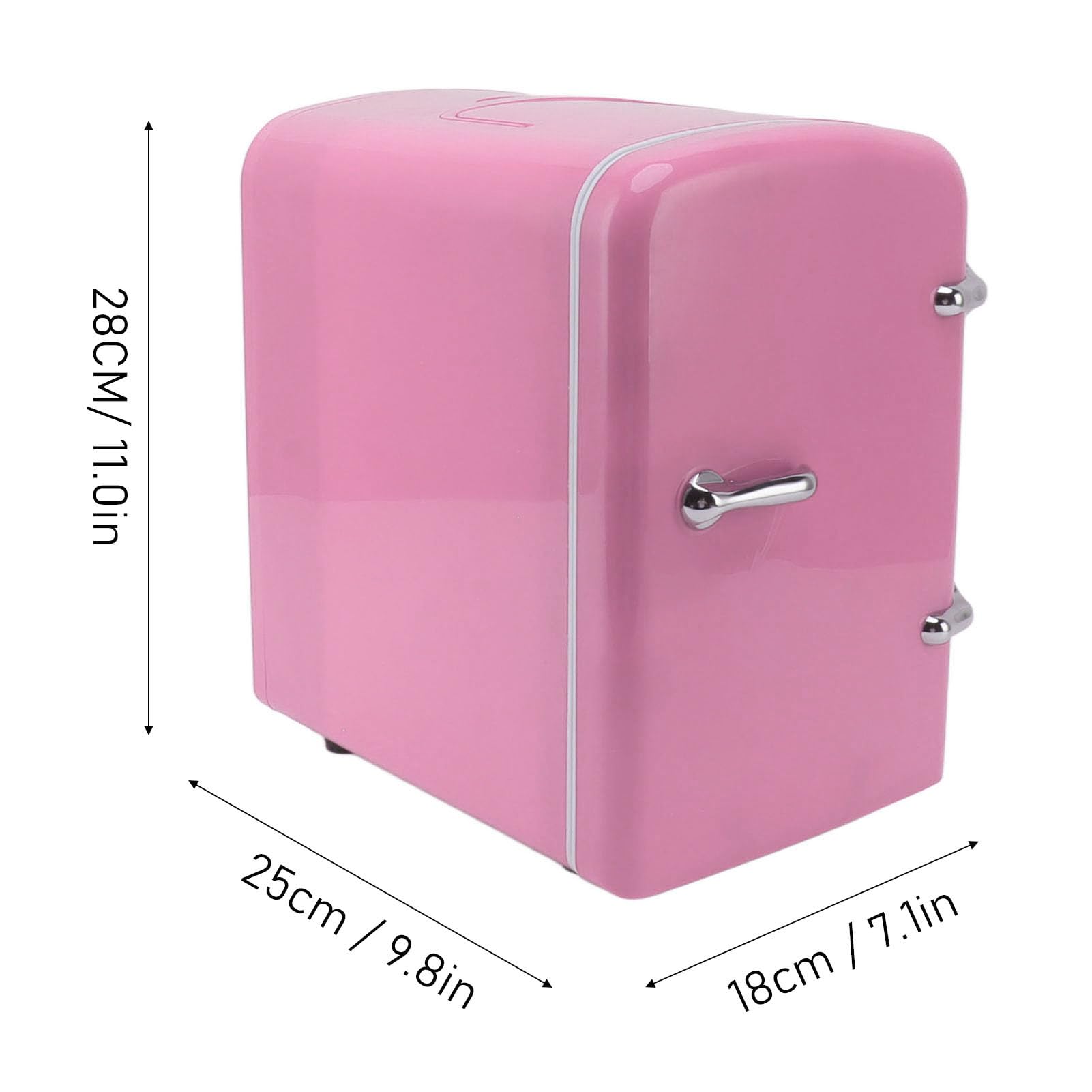 Asixxsix Mini Fridge, 4L Portable Cooler and Warmer Personal Makeup Refrigerator with DC12V Car Plug for Food Skincare Cosmetic Beverage, Beauty Fridge for Bedroom, Office, Car, Dorm (Pink US Plug)