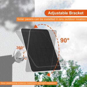 Solar Panel for Ring Camera,for 6W Ring Solar Panel,for Ring Camera Solar Panel Compatible for Ring Spotlight Cam Battery & Stick Up Cam Battery with Barrel Plug 5V Solar Battery Charger(1 Pack)