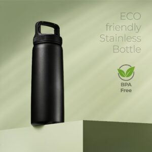 SipX™ Triple-Insulated Stainless Steel Water Bottle 25oz. With 3 Lids, BPA-Free Reusable Insulated Water Bottle Keeps Cold 24 Hours, Metal Water Bottle Made Of Sustainable Material For Hiking & Biking