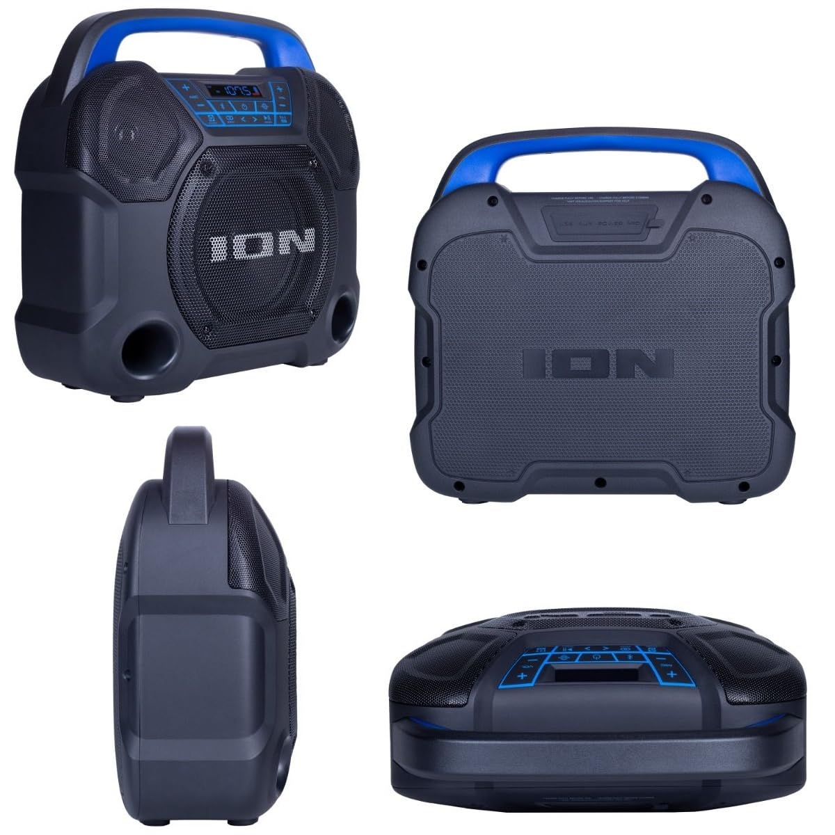 Ion Explorer Express Outdoor Party Speaker with Rechargeable Battery, Bluetooth and Radio for Birthday, Pool Party, BBQ – Premium Wide Sound, Three Speakers, USB Charging & App (Renewed)