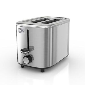black+decker® 2-slice toaster with 7 toast shade settings, extra-wide slots for bagels, stainless steel exterior finish