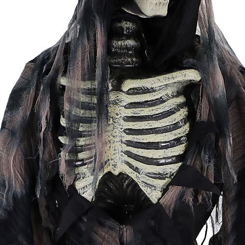 Haunted Hill Farm Motion-Activated 7-Ft. Tall Rotting Reaper, Plug-in Talking Scare Prop Animatronic for Indoor or Covered Outdoor Creepy Halloween Decoration