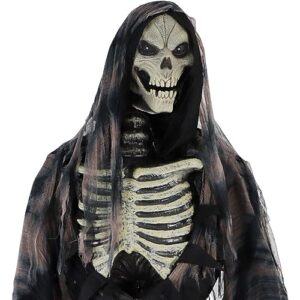 Haunted Hill Farm Motion-Activated 7-Ft. Tall Rotting Reaper, Plug-in Talking Scare Prop Animatronic for Indoor or Covered Outdoor Creepy Halloween Decoration