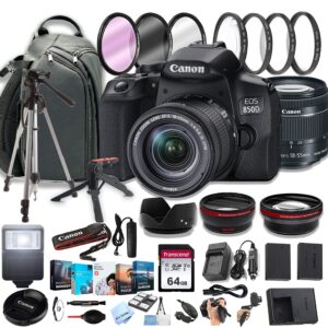 Canon EOS 850D (Rebel T8i) DSLR Camera w/EF-S 18-55mm F/4-5.6 STM Zoom Lens + 100S Sling Backpack + 64GB Memory Cards, Professional Photo Bundle (40pc Bundle) (Renewed)