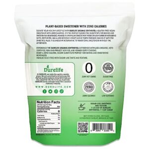 Durelife USDA organic erythritol sweetener, non gmo verified, Keto certified, No After Taste, Kosher, Zero Calorie Plant-Based Sugar Alternative (1, 5 LB (80 oz))