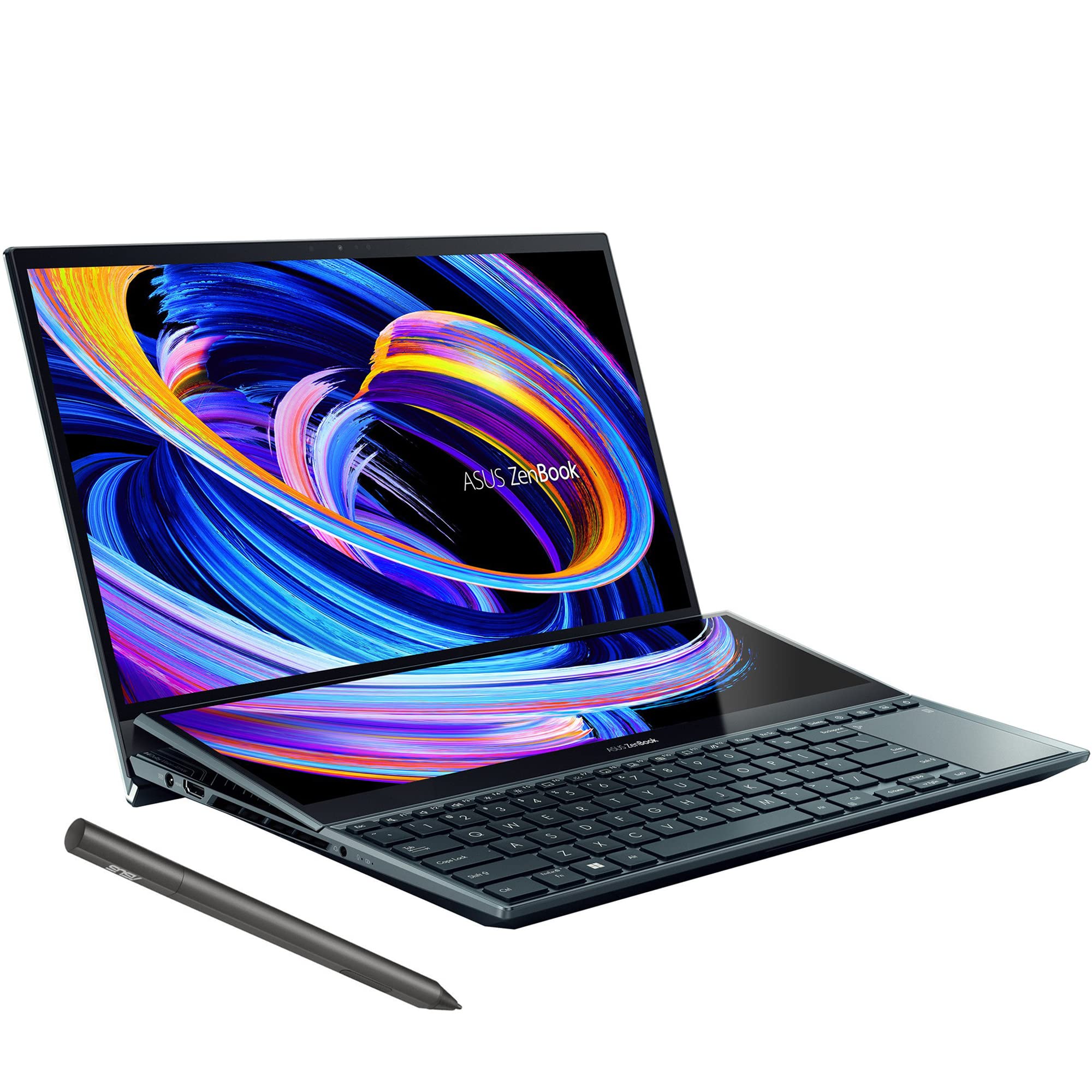ASUS ZenBook Pro Duo Laptop 15.6" 4K UHD OLED Touchscreen (Intel i7-12700H 14-Core, 16GB LPDDR5, 2TB PCIe SSD, GeForce RTX 3060 6GB, ScreenPad Plus, Stylus, Backlit KYB, Win 11 Pro) w/Dockztorm Dock
