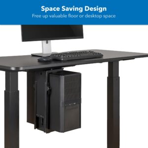 Mount-It! CPU Under Desk Mount Bracket, Height Adjustable Heavy Duty Computer Tower Desk Mount with Sliding Track, 44 lbs Weight Capacity, Adjustable Width and 360° Swivel Easy Cable Access, Black