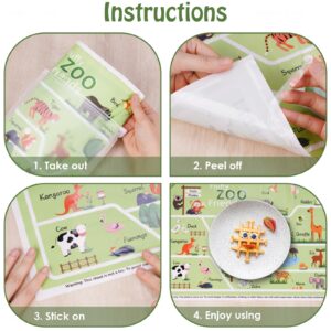 NiBaby Educational Disposable Placemats for Baby & Toddlers 55 Pack, Stick-On Baby Placemat for Restaurants 55PCS, Disposable Toddler & Kids Placemats Learning Alphabet ABC Animal for Dining Table