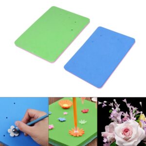 2Pcs Rectangle Fondant Foam Pad 5 Holes Sugar Flower Sponge Pad Mat Sugar Flower Fondant Gumpaste Chocolate Modelling Drying Pad Tray Tools for Baking Cake Decoration Sugarcraft DIY Clay, Random Color