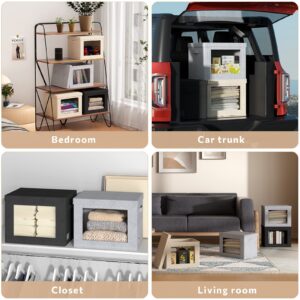 Storage Bins with Lids,Transparent Window Fabric Storage Boxes,Foldable Storage Baskets with Handles,closet organizers and storage bins for Clothes