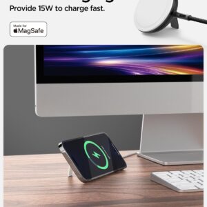 Spigen ArcField (MagFit) MFM Made for MagSafe 15W Wireless Charger Kickstand for iPhone 15 Plus Pro Max iPhone 14 13 12 USB C Charger Stand pad Standby with 6.6ft Cable -Wall Charger Not Included