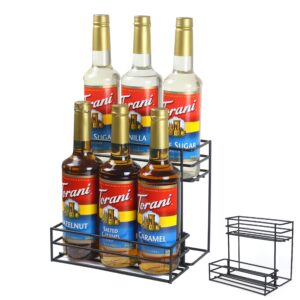 mcsapil coffee syrup rack (6 bottle capacity)，coffee syrup organizer for coffee bar,kitchen.small wine rack for bar,family,storage for syrup, wine, dressing