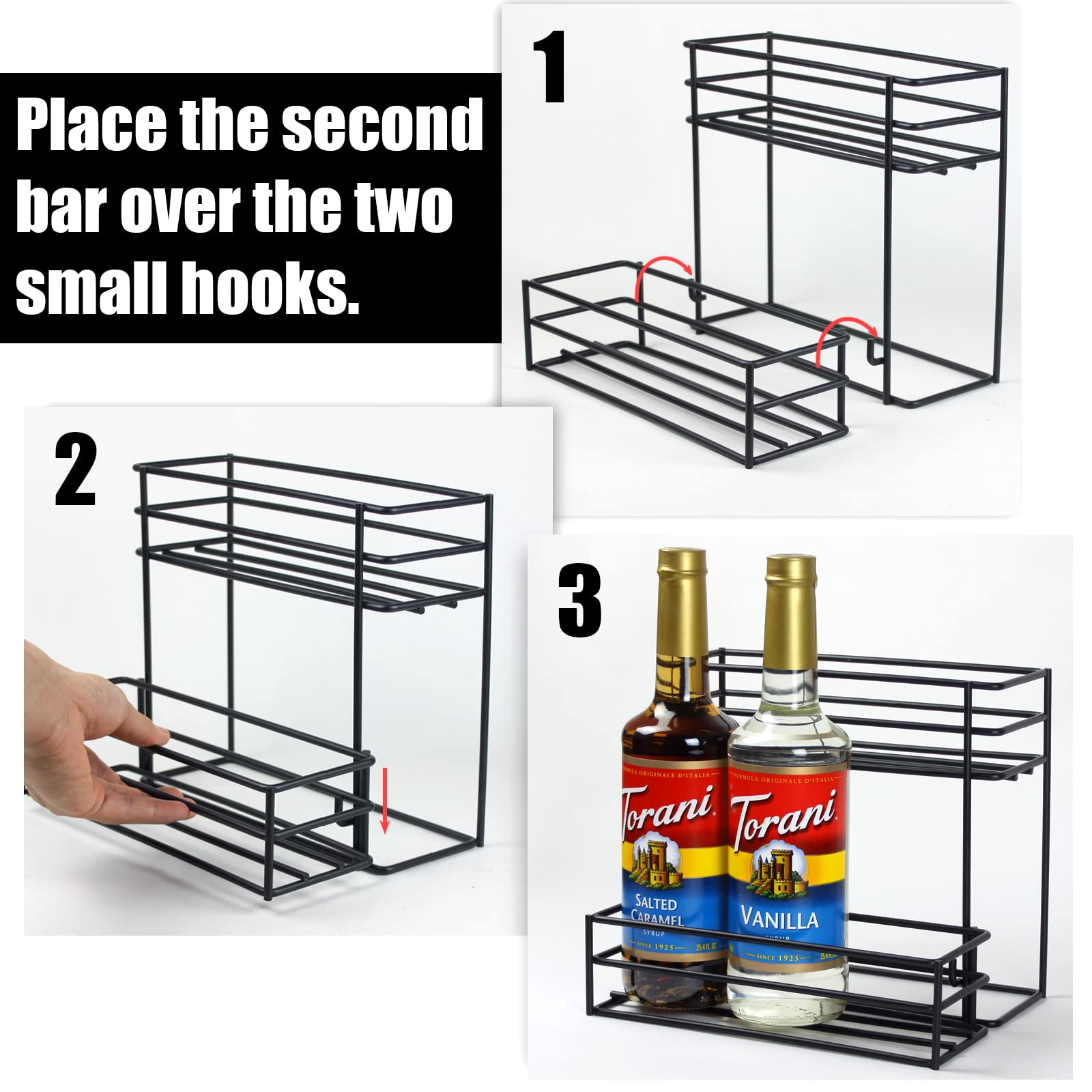 MCSAPIL Coffee Syrup Rack (6 Bottle Capacity)，Coffee Syrup Organizer for Coffee Bar,Kitchen.Small Wine Rack for Bar,Family,Storage for Syrup, Wine, Dressing