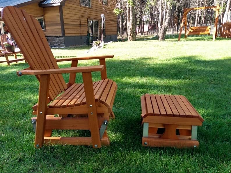 DARBUT Red Cedar Glider Foot Stool,Gliding Footstool,Red Cedar Rocking Chair Ottoman,Rocking Footrest,18.0" W X 17.0" D X 13.0" H (Stained)