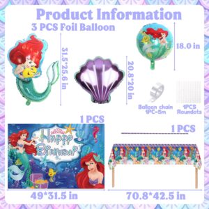 Little Mermaid Birthday Party Supplies, Mermaid Balloons Garland Arch Kit, Little Mermaid Ariel Birthday Party Decorations, Mermaid Backdrop, Tablecloth, Mermaid Party Favors